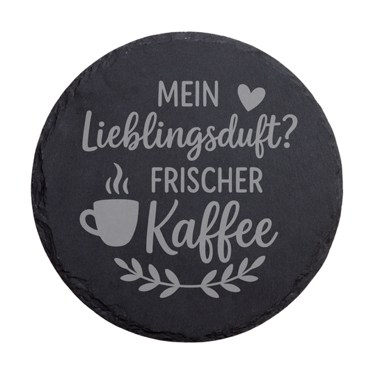 Schiefer Untersetzer mit Kaffee Spruch – Mein Lieblingsduft Frischer Kaffee