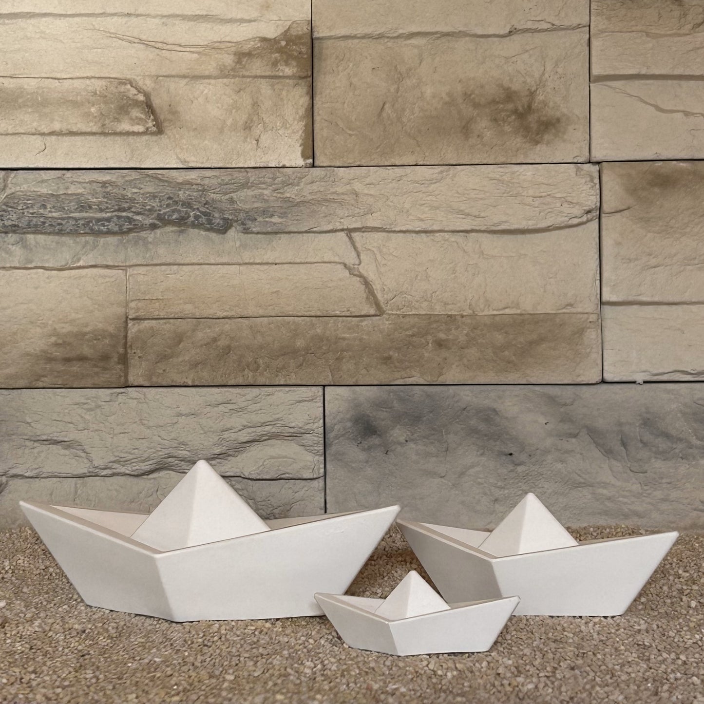 Deko-Papierboote 3er Set aus Gips – Maritime Deko