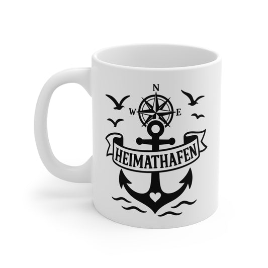 Maritime Kaffeetasse für Nordsee- und Ostsee-Liebhaber mit Heimathafen Design