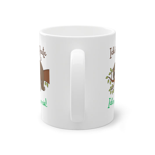 Lustige Rentner Tasse mit Faultier Illustration und Text ich muss gar nix