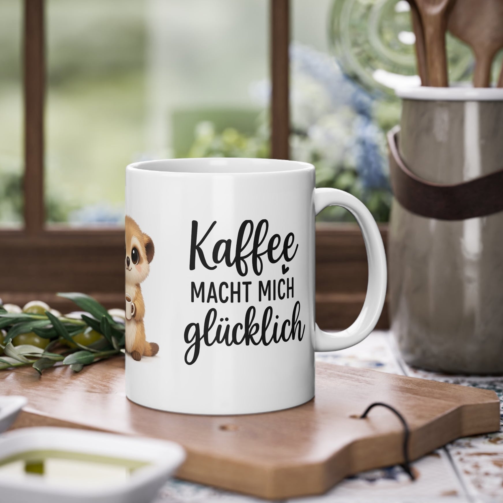Kaffee macht mich glücklich – Lustige süße Kaffeetasse – Herzschlagdesign