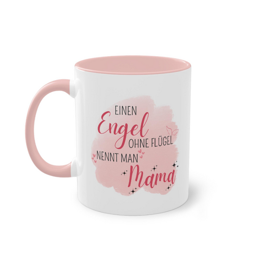Geschenk Muttertag Keramiktasse für Mama mit rosa Henkel