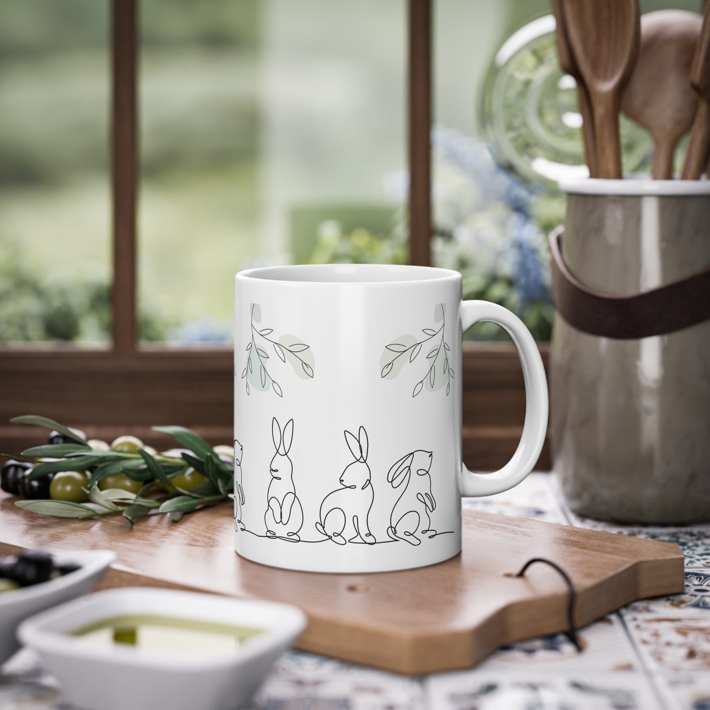 Frühlings Kaffeetasse mit Hasenmotiv als Oster Geschenk