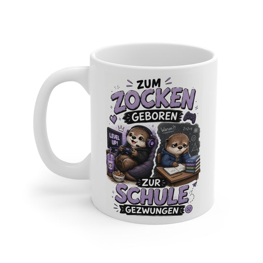 Lustige Gamer Geschenk Tasse mit Otter Illustration und Spruch für Schüler und Gaming Fans