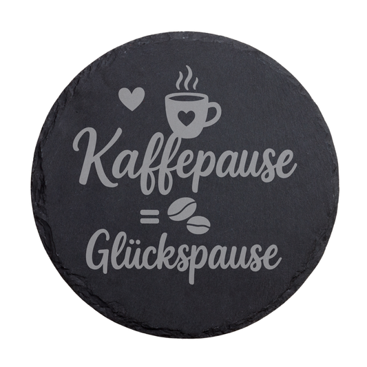 Gravierter Schiefer Untersetzer mit Kaffee Motiv
