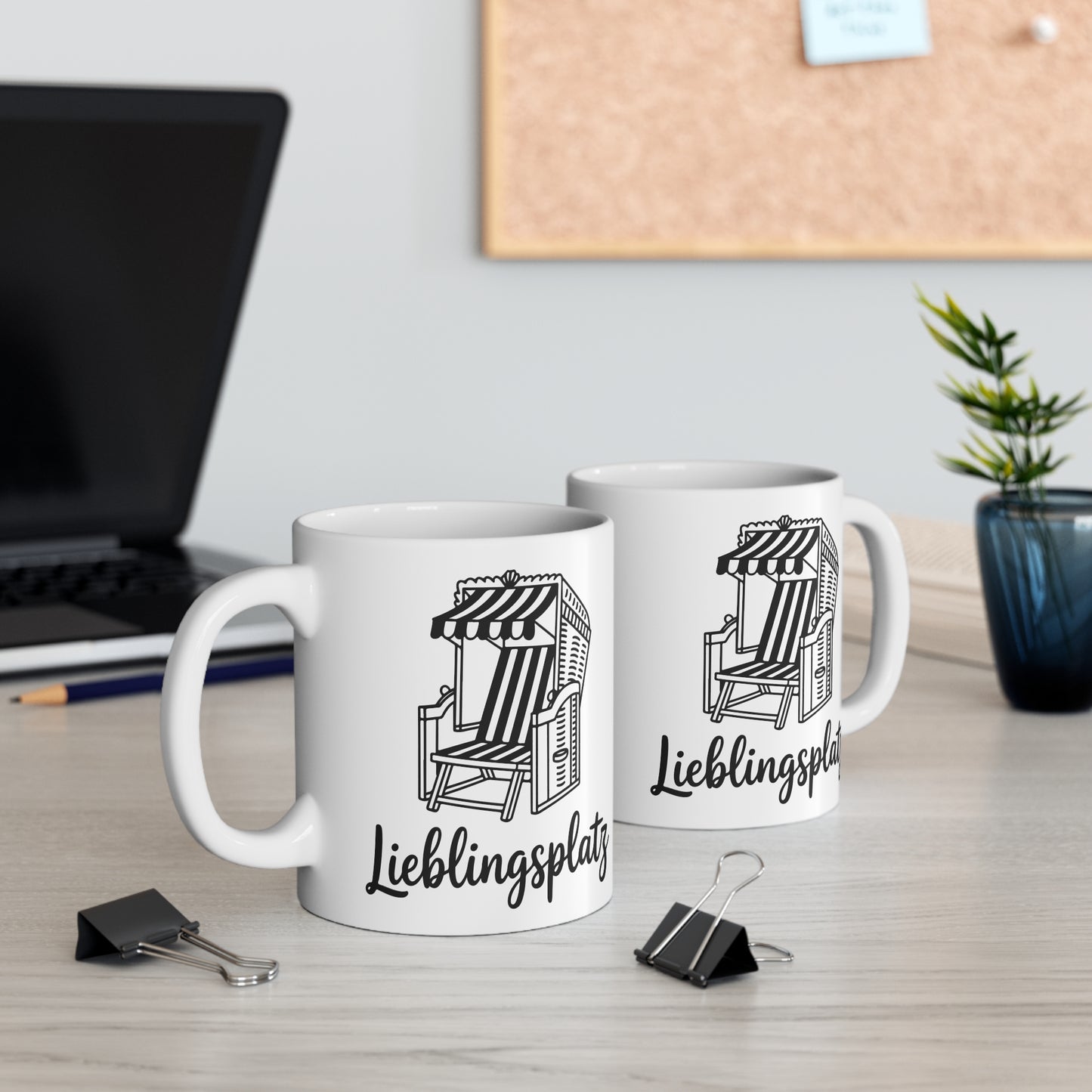 Lieblingsplatz Strandkorb Tasse – Strandkorb Keramiktasse | Maritime Tasse | Nordsee Ostsee Geschenk | Strandliebhaber | Küsten Deko | Kaffeebecher
