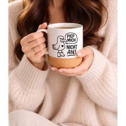 Piep mich nicht an Tasse mit Möwe – Lustige Kaffeetasse mit Korkboden | Geschenk für Kollegen & Morgenmuffel