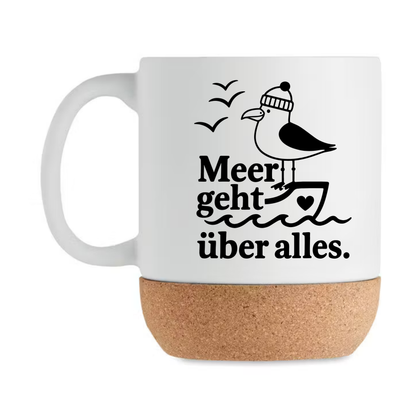 Meer geht über alles Tasse – Maritime Möwen Tasse mit Korkboden | Nordsee Geschenk für Meerliebhaber