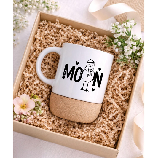Winterliche Möwe Tasse – Möwenbecher mit Schal | Nordsee Geschenk | Küstenliebe Tasse | Korkboden Becher | Winter Deko