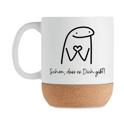 Schön dass es Dich gibt Tasse mit Korkboden – Liebevolle Geschenkidee für Freundin Mama Schwester Kollegin