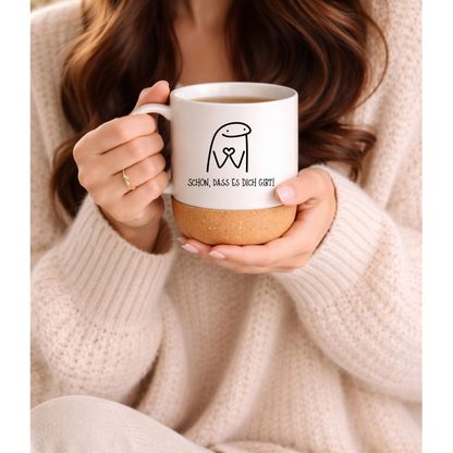 Schön dass es Dich gibt Tasse mit Korkboden – Liebevolle Geschenkidee für Freundin Mama Schwester Kollegin