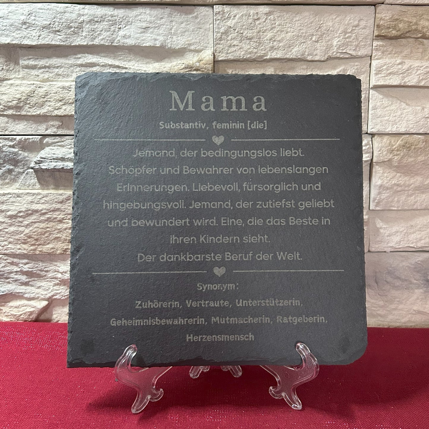 Schieferplatte „Mama – Substantiv, feminin [die]“