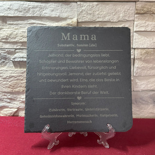 Schieferplatte „Mama – Substantiv, feminin [die]“