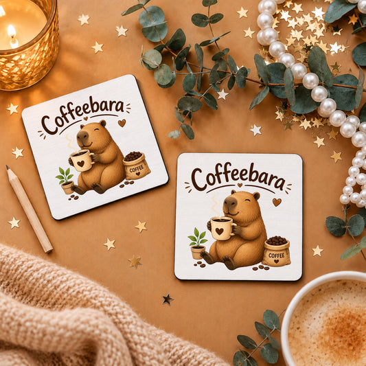Coffeebara-Capybara-Tassenuntersetzer, 9 × 9 cm