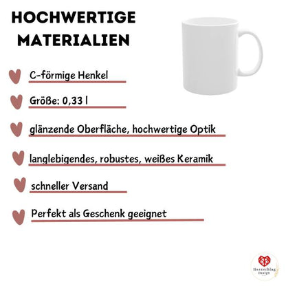 Personalisierte Keramiktasse mit Name & floraler Initiale – Geschenkidee