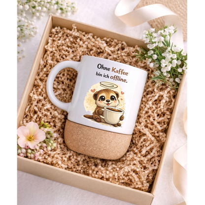 Ohne Kaffee bin ich offline - Korktasse Erdmännchen