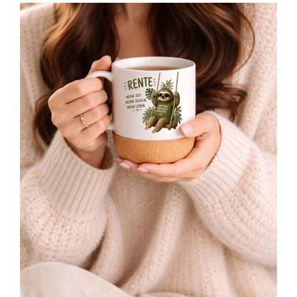 Rentner Korktasse Faultier – Rente Meine Zeit Meine Regeln Mein Leben – Lustige Geschenkidee zum Ruhestand