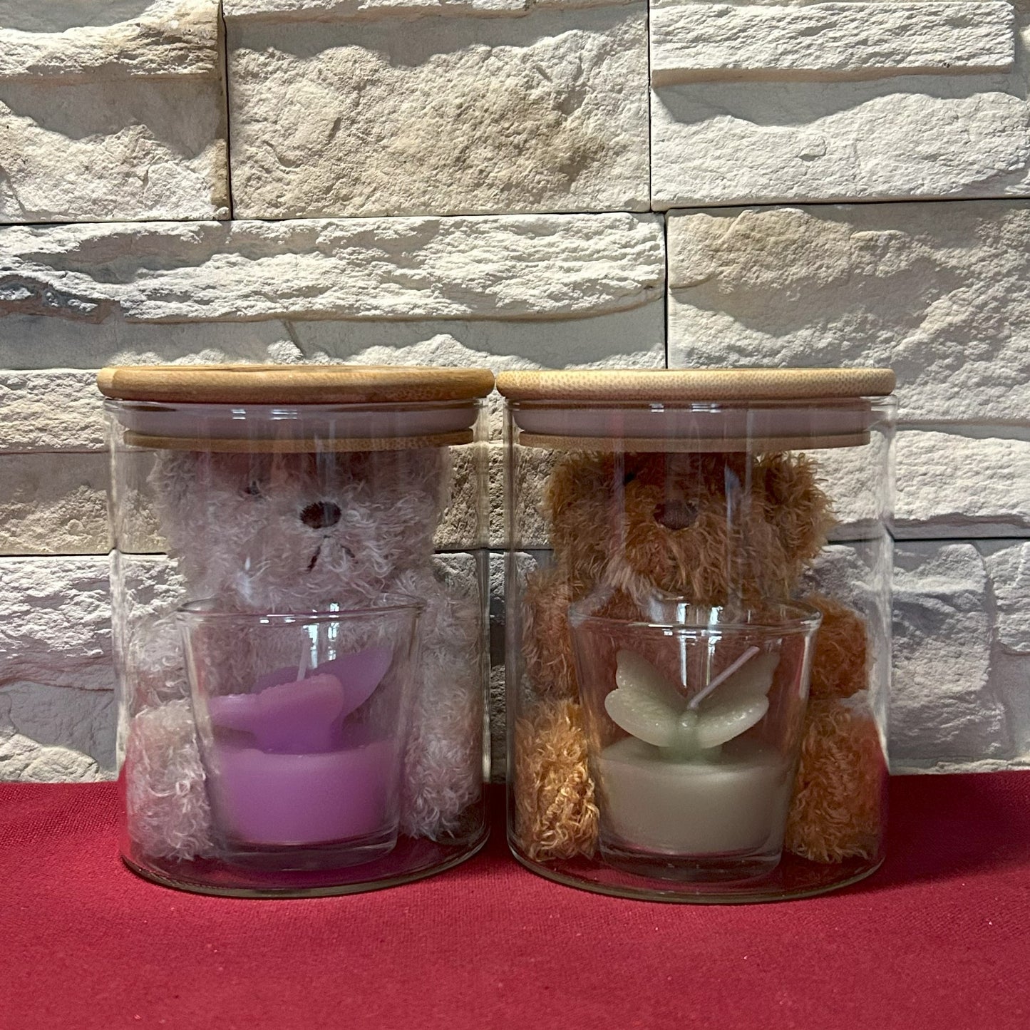 Bärchen-Glas mit Teelicht & Spruch – „unentBÄRlich“ / „BÄRenstark“
