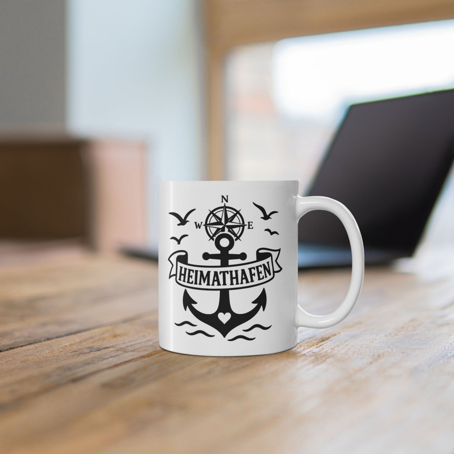 Heimathafen Tasse | Maritime Anker Tasse mit Kompass | Nordsee Geschenk für Küstenliebhaber und Meerfans