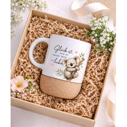 Glück ist Dich an meiner Seite zu haben - Koala Tasse mit Korkboden