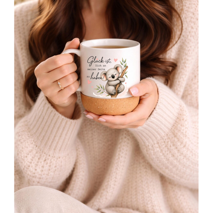 Glück ist Dich an meiner Seite zu haben - Koala Tasse mit Korkboden