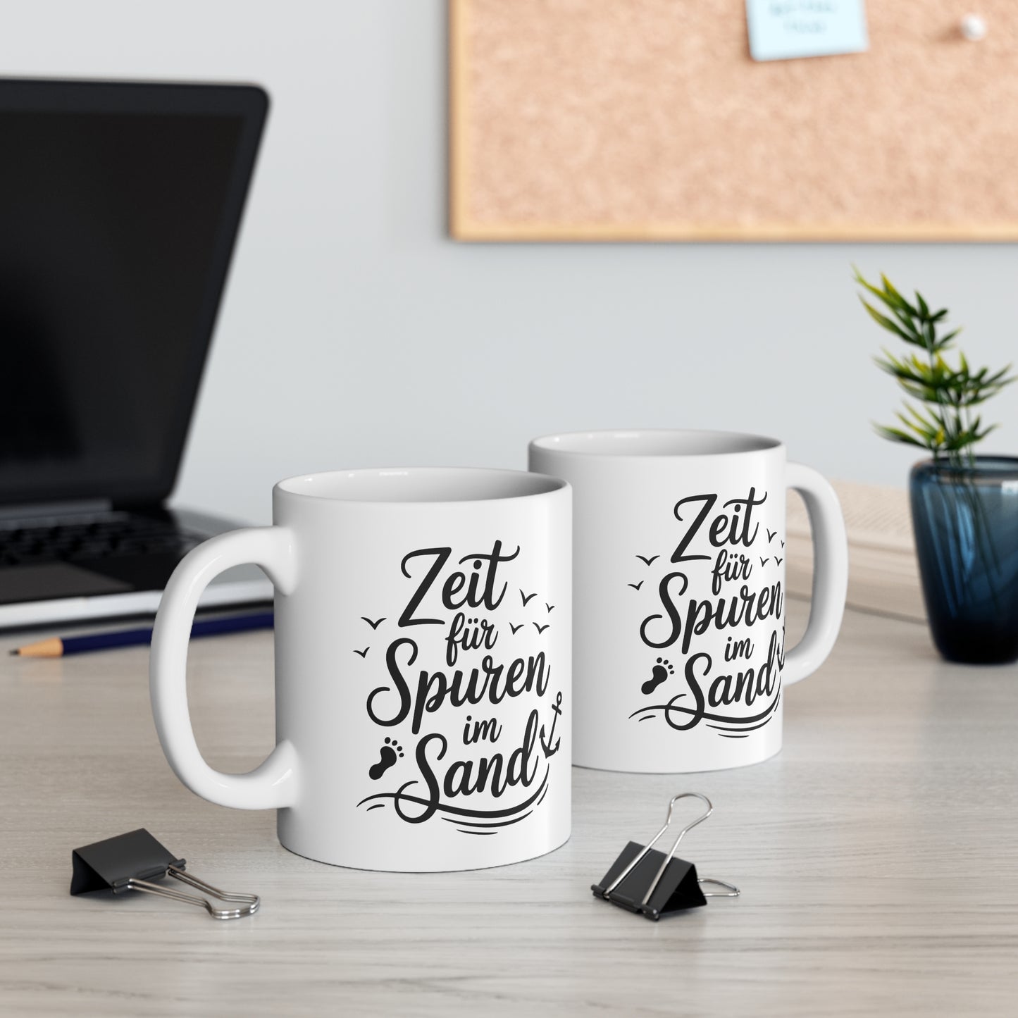 Zeit für Spuren im Sand Tasse – Maritime Keramiktasse mit Spruch | Geschenk für Strandliebhaber & Meerfans