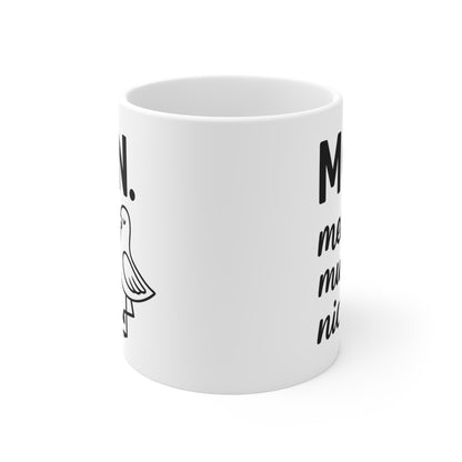 MOIN. Mehr muss nich. Tasse – Lustige maritime Kaffeetasse mit Möwe | Nordsee Ostsee Geschenk | Norddeutscher Spruch