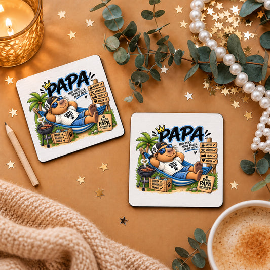 „Mein Reich, meine Regeln, meine Pause“ - Papa-Capybara-Tassenuntersetzer