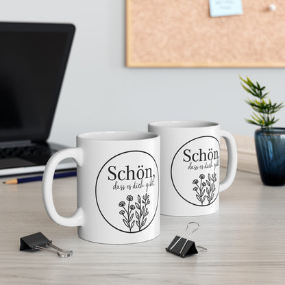 Schön, dass es dich gibt Tasse – Liebevolle Geschenkidee mit Blumenmotiv | Keramiktasse | Kaffeebecher | Geschenk für Lieblingsmenschen