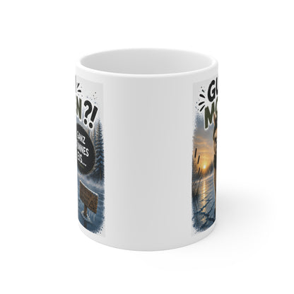 Kaffeetasse für Morgenmuffel mit grimmigem Alpaka im Winterlook