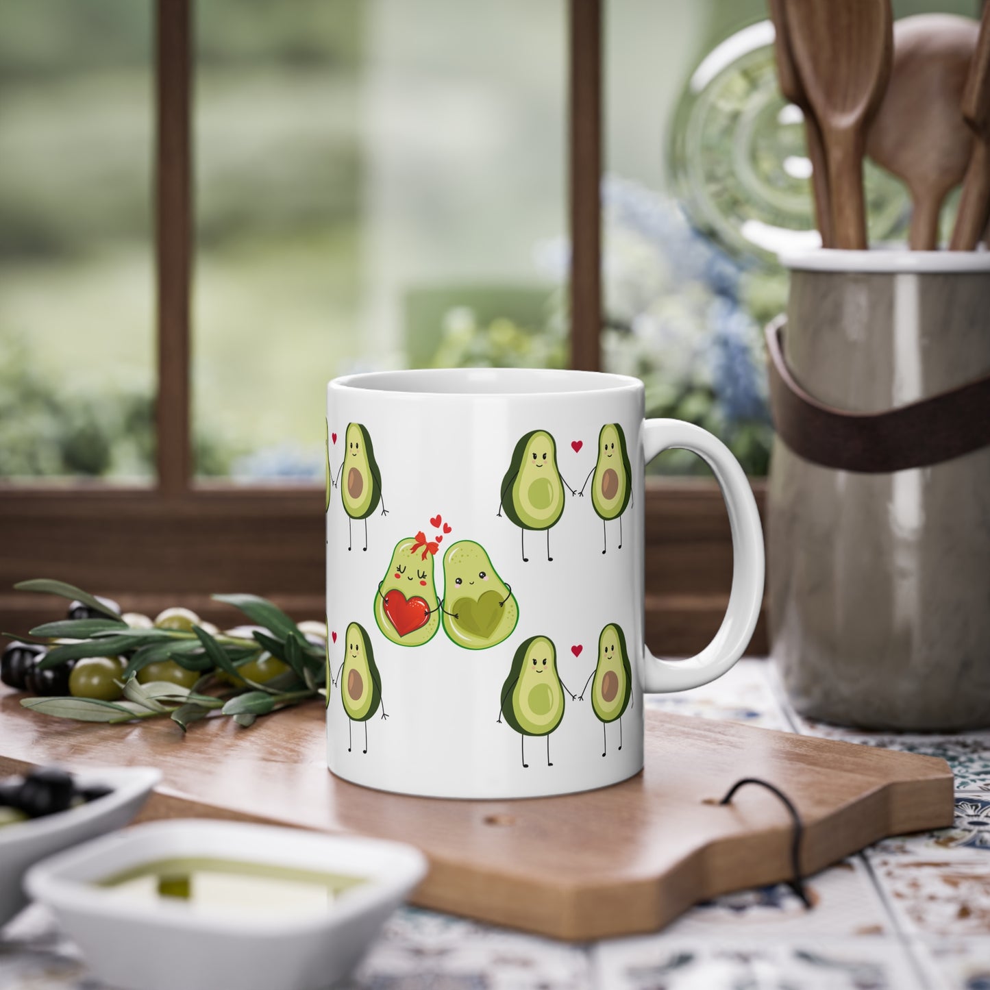Süße Kaffeetasse mit Avocado Motiv als Geschenk für Paare