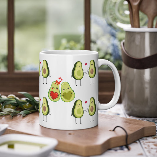 Süße Kaffeetasse mit Avocado Motiv als Geschenk für Paare