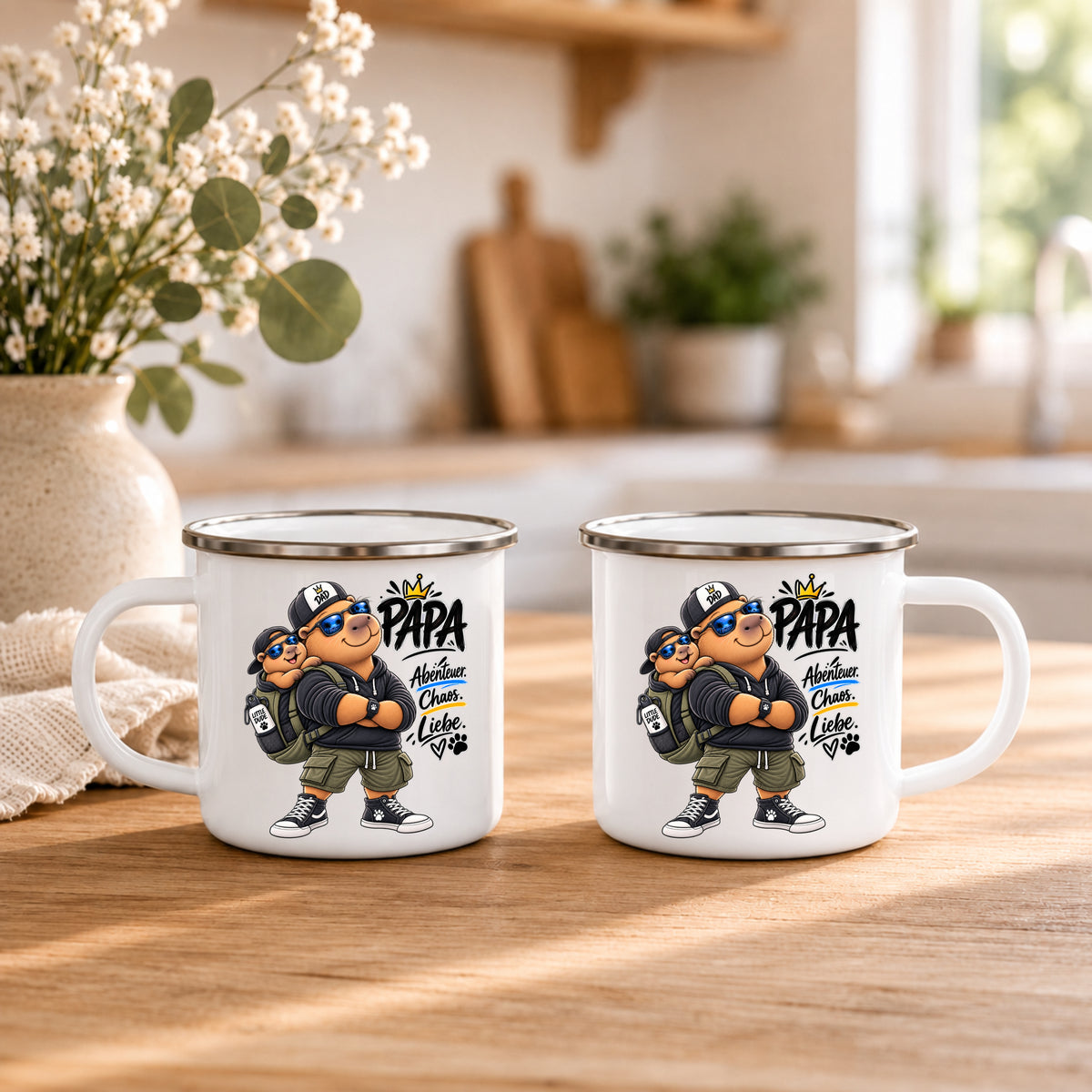 Emaille Becher für Papa als Vatertagsgeschenk, Geburtstagsgeschenk oder Weihnachtsgeschenk