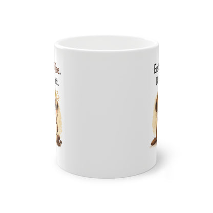 Erdmännchen Tasse mit Spruch – Erst Kaffee dann nett – lustige Kaffeetasse Geschenk Büro Kollegen