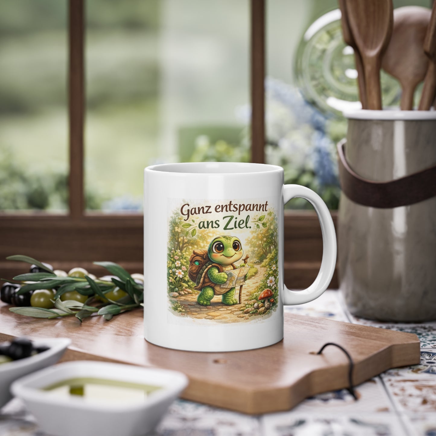 Schildkröten Tasse in gemütlicher Küche Szene