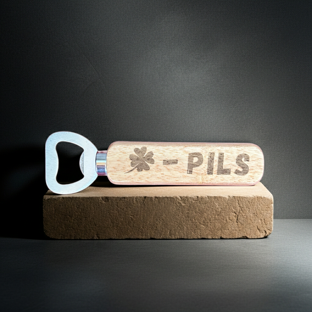 Flaschenöffner Holz graviert
