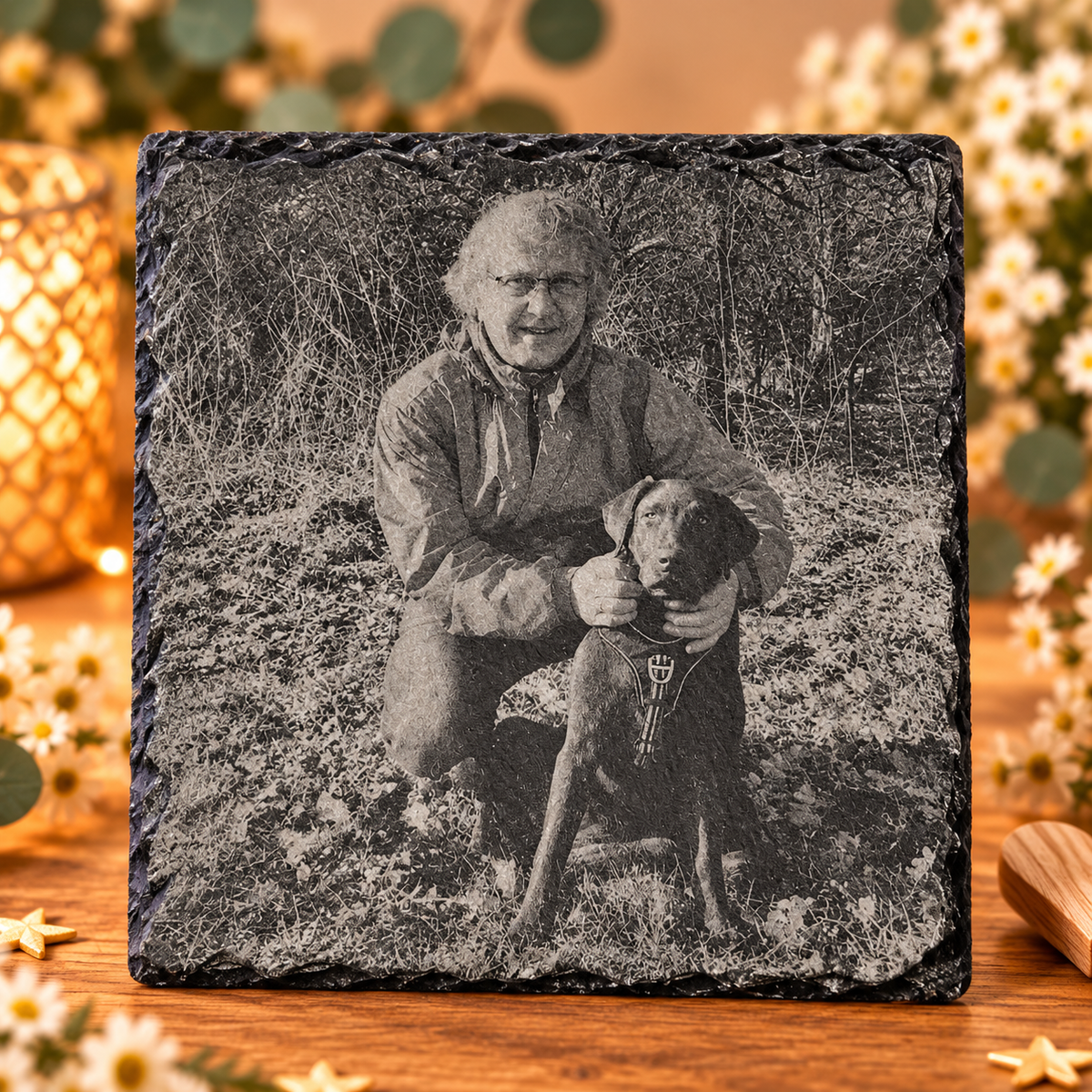 Schieferplatte mit Fotogravur – personalisiertes Erinnerungsstück mit Bild