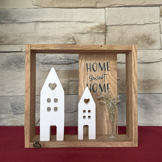 Deko-Set "Home Sweet Home" mit Deko-Häusern und Vase