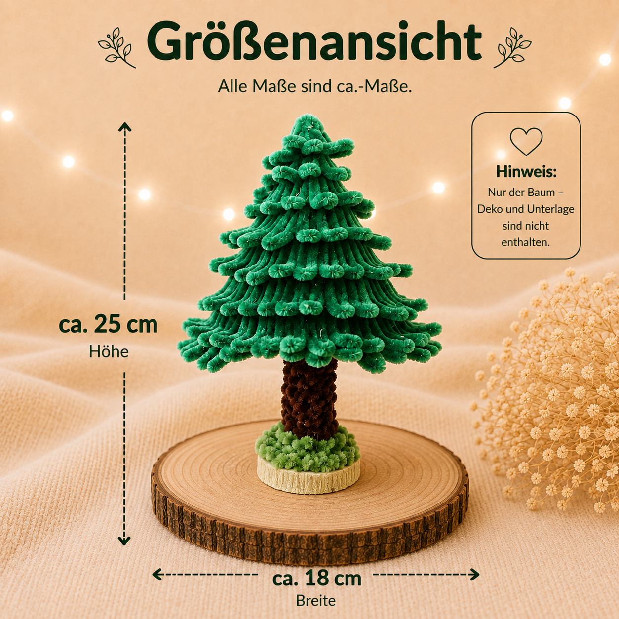 Handgefertigter Deko-Baum aus Chenilledraht ca. 25 cm hoch und 18 cm breit