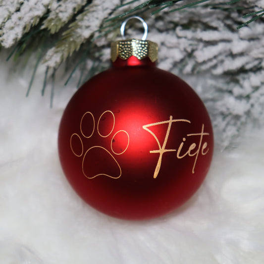 Personalisierte Weihnachtskugel mit Lasergravur „Pfote & Name“