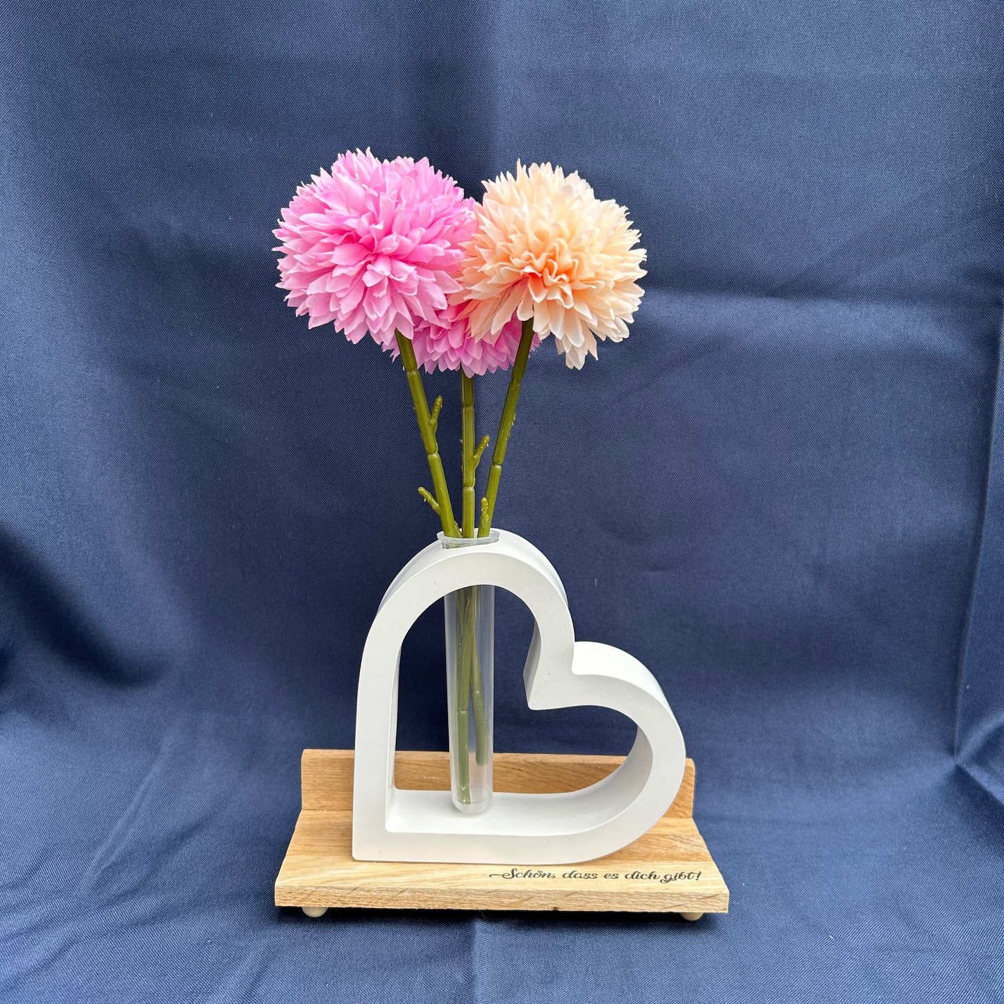 Herz-Vase mit Gravur „Schön, dass es dich gibt!“