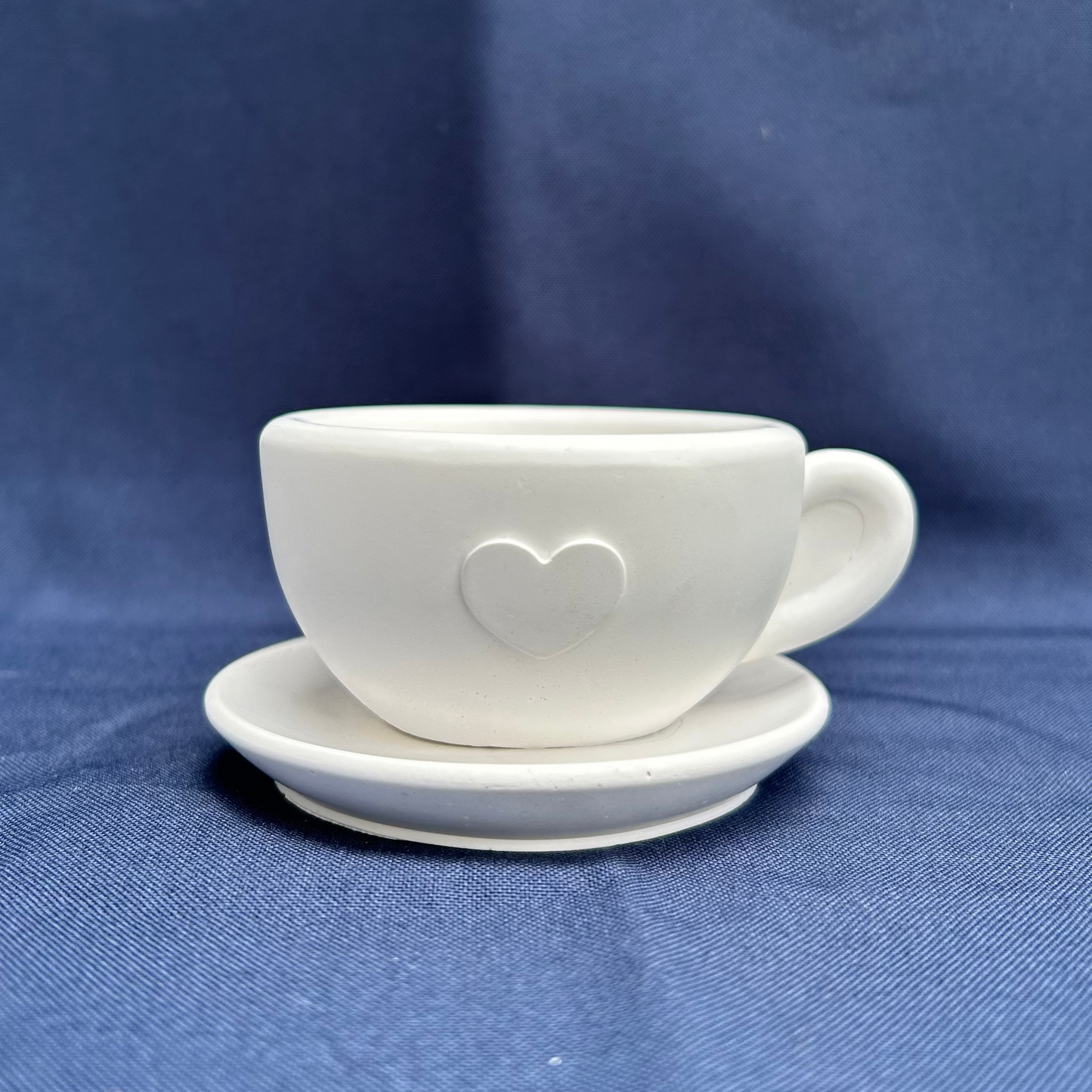 Keramik-Rohling „Herz-Tasse mit Unterteller“