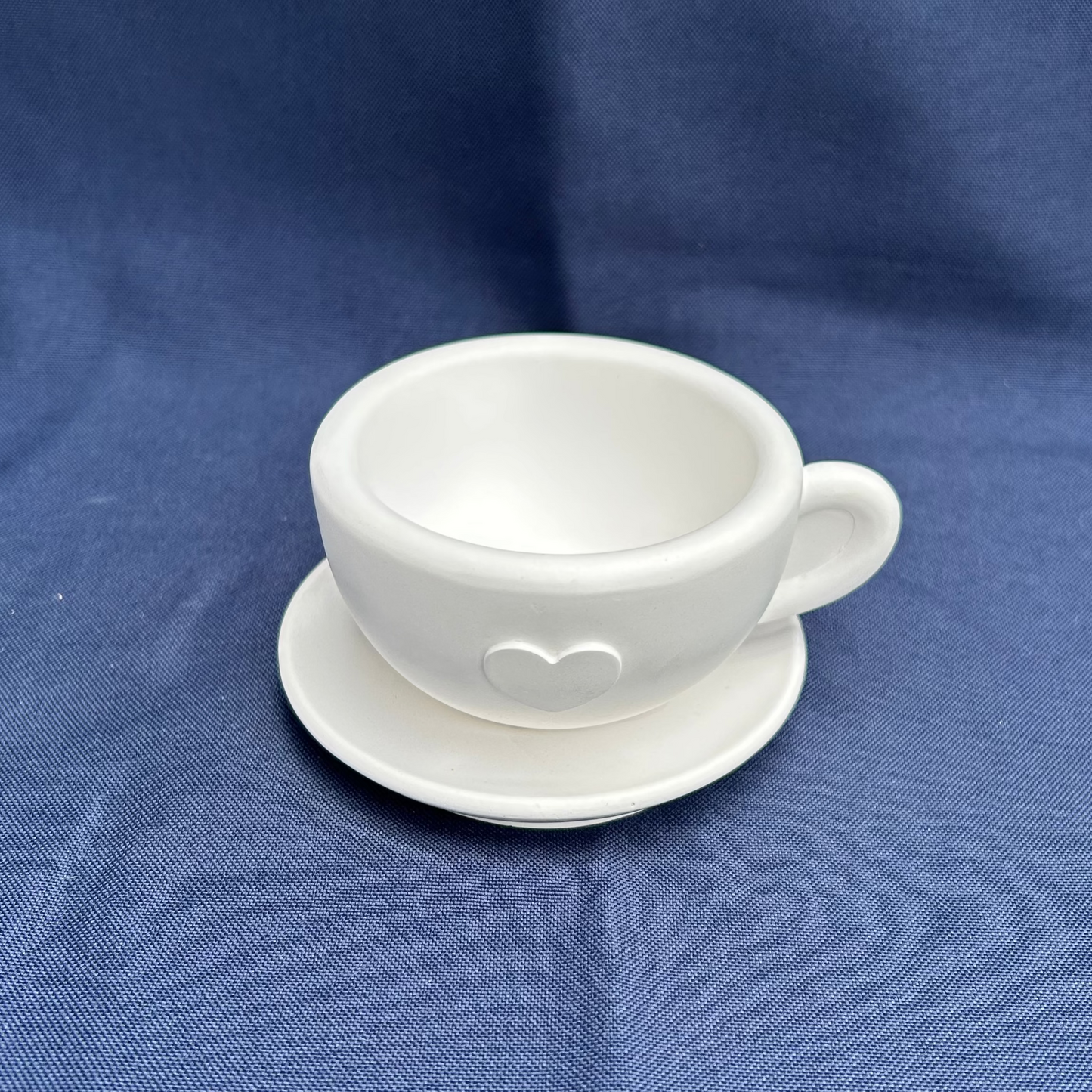 Keramik-Rohling „Herz-Tasse mit Unterteller“