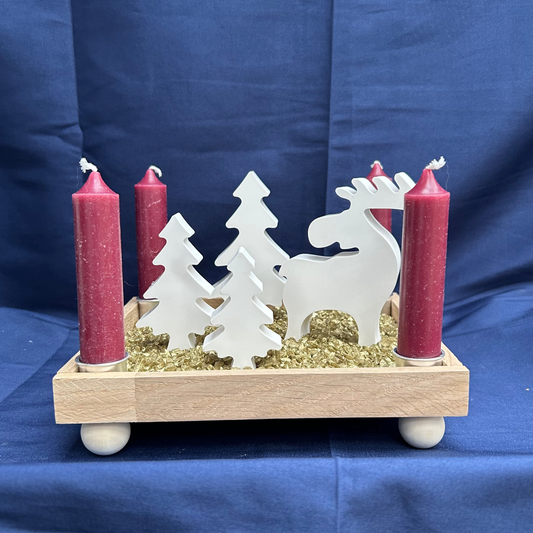 Adventskranz Elch und Tannenbäume - Weihnachtsdeko