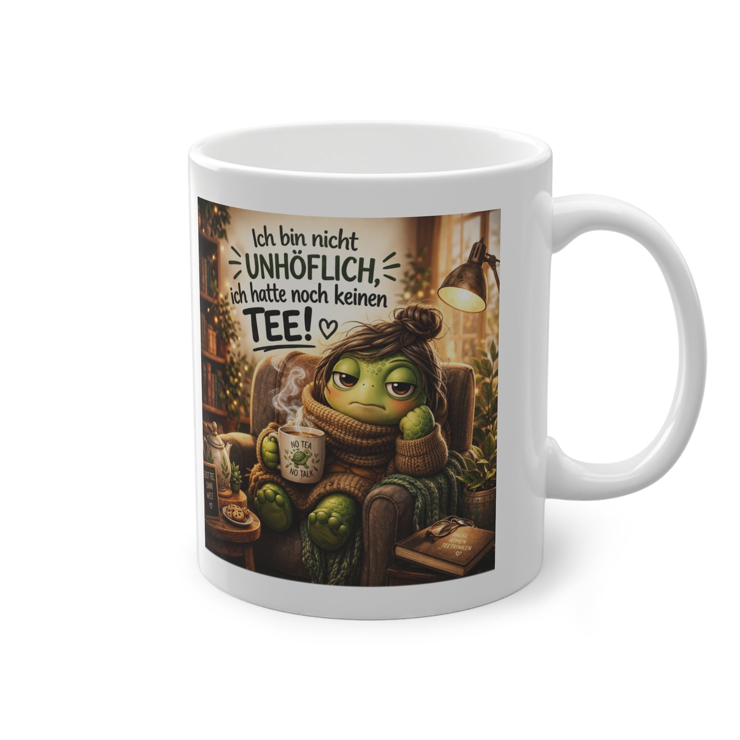 teetasse mit spruch morgenmuffel schildkröte design