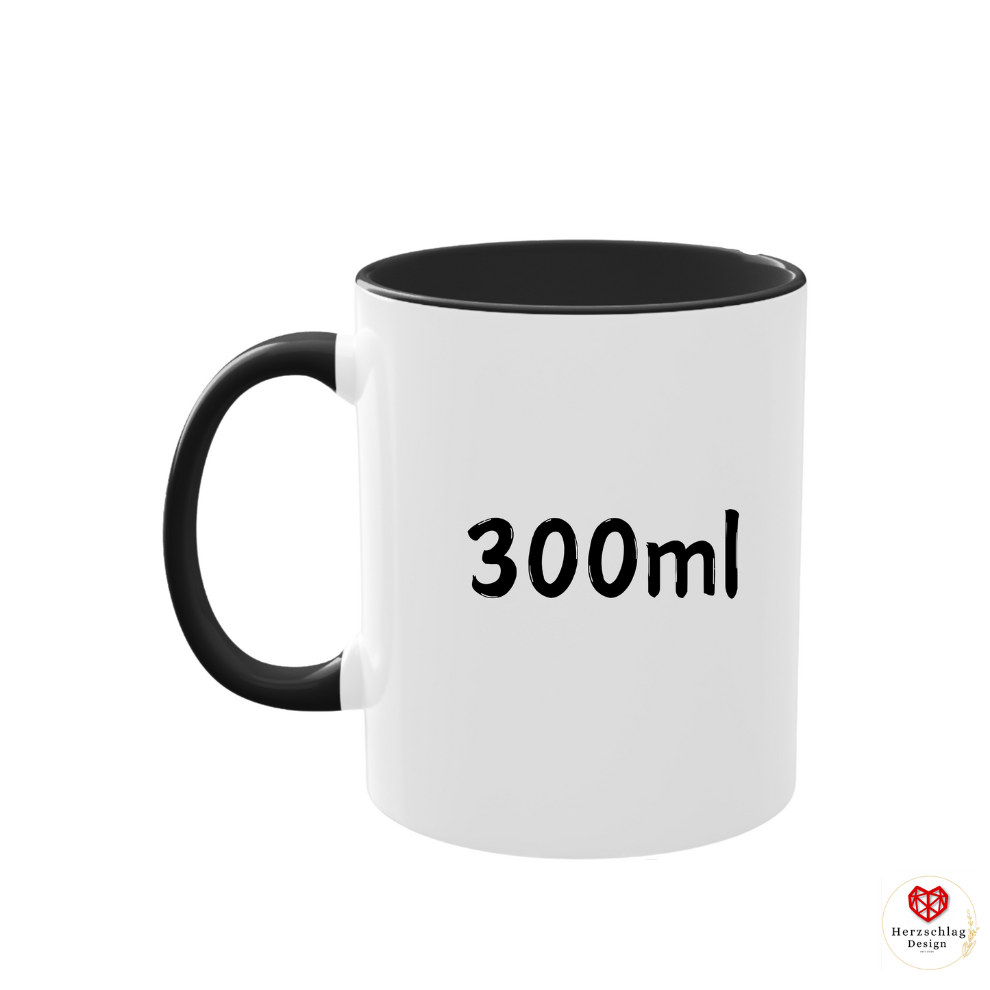 Personalisierte Keramiktasse mit Name und farbigem Henkel