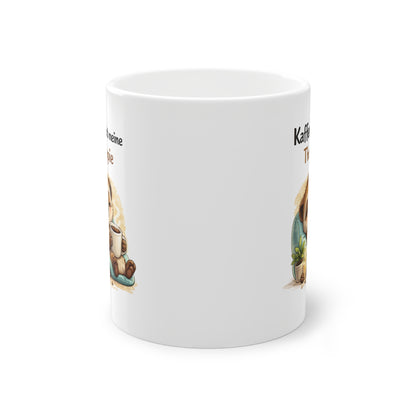 Erdmännchen Tasse mit Spruch - Kaffee ist meine Therapie - lustige Kaffeetasse Geschenk Büro Kollegen