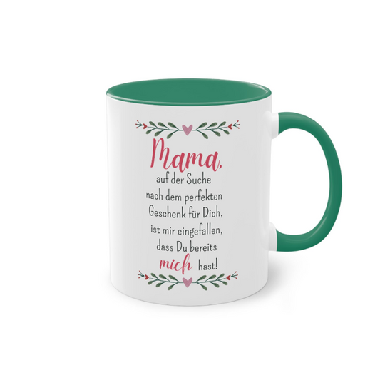 Tasse für Mama mit lustigem Spruch Geschenkidee grüner Henkel