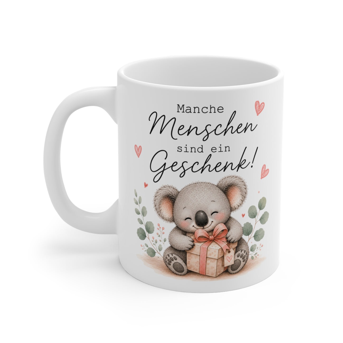 Weiße Keramiktasse mit süßem Koala, Geschenkbox und liebevoller Botschaft „Manche Menschen sind ein Geschenk!“
