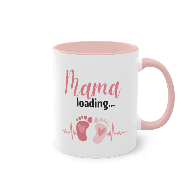 Mama loading Tasse – Geschenk für werdende Mama mit Babyfüßchen